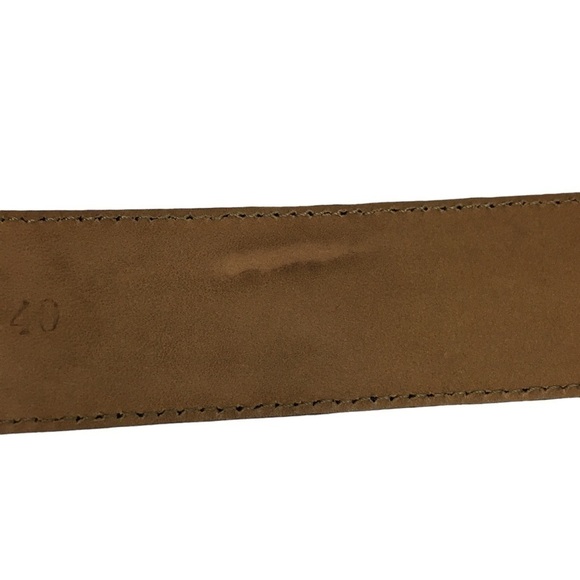 MOSCHINO Vintage Heart Buckle Belt All Genuine Leather Navy Gold Size 40 *FLAW* - Picture 9 of 16